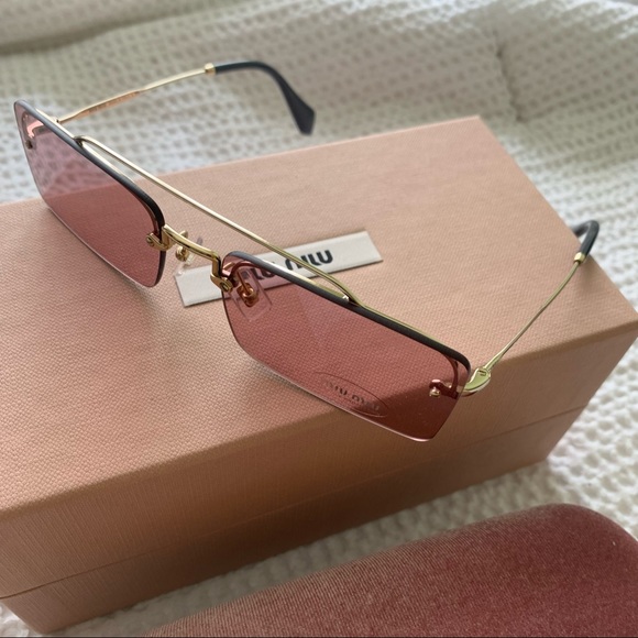 NEW Miu Miu Rimless Square Sunglasses - Picture 6 of 8